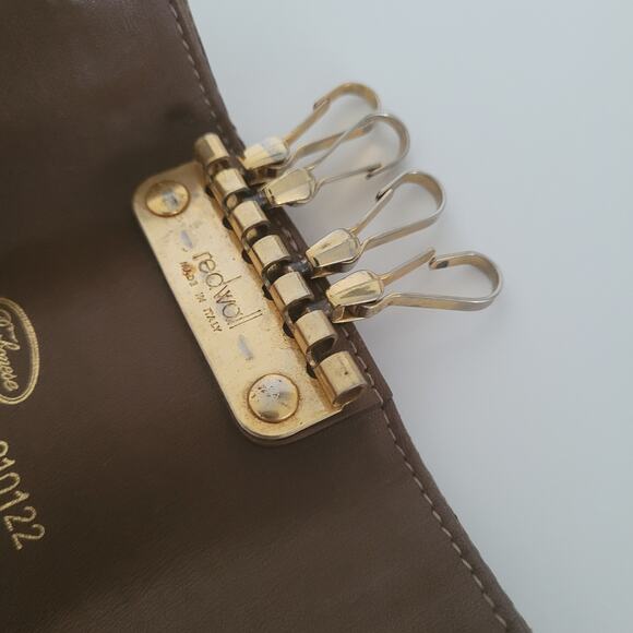 Borbonese Quail Key Case Holder Brown Geniue Suede Leather 4x2 Small Italian - Picture 6 of 8